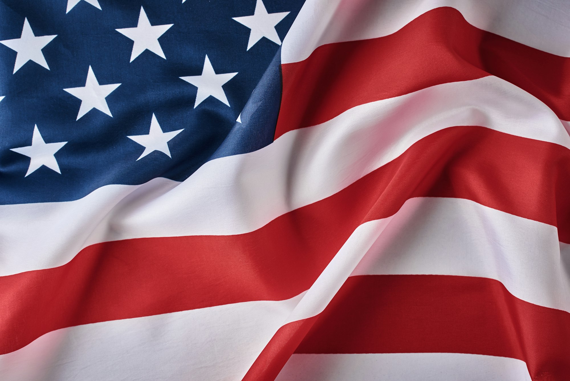 American flag background. USA flag waving, closeup